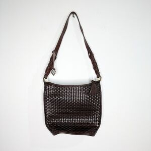 Brighton black brown woven leather shoulder bag